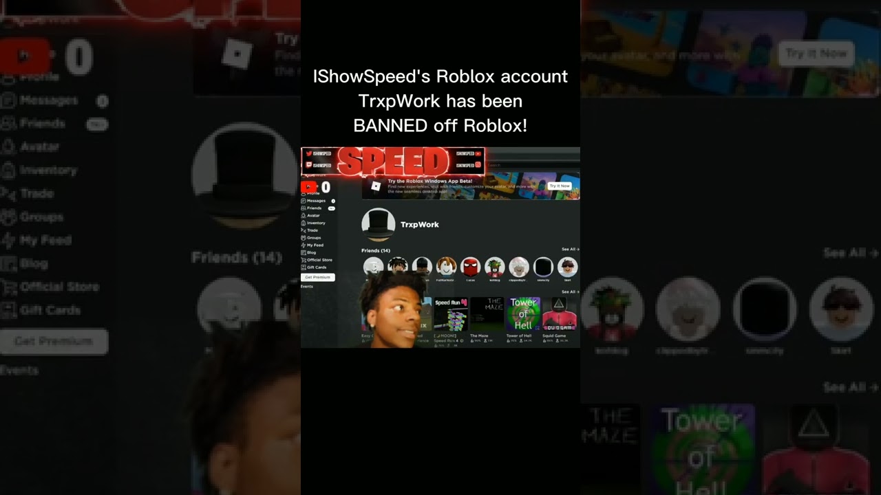 Rawblocky on X: iShowSpeed added me on Roblox AND HE GOT BANNED