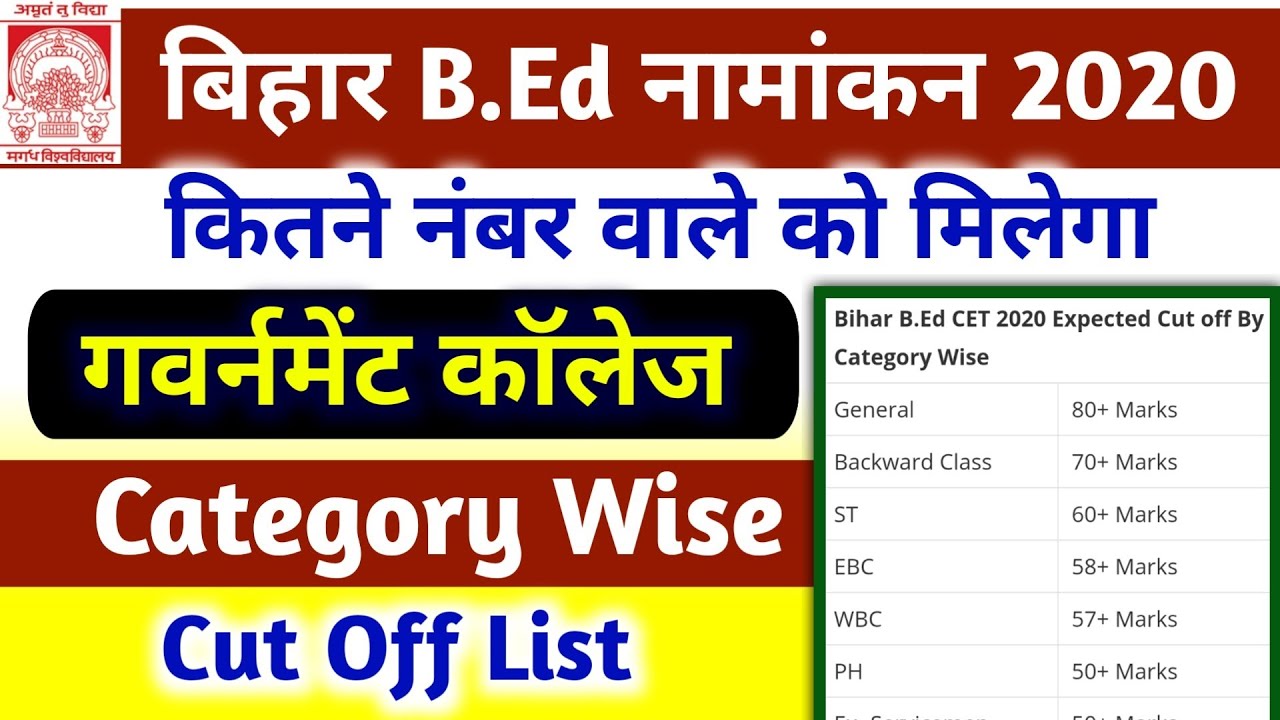 Bihar BEd CET Cut Off List | Bihar BEd Admission 2020 Cut off list | Bihar BEd Counseling date 2020