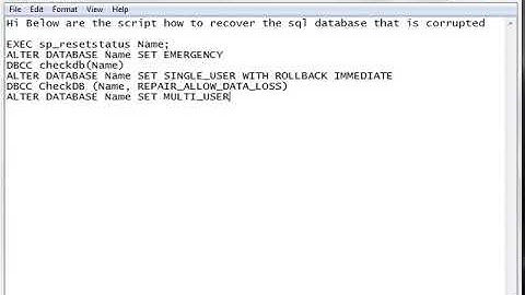 How to recover the corrupted sql database
