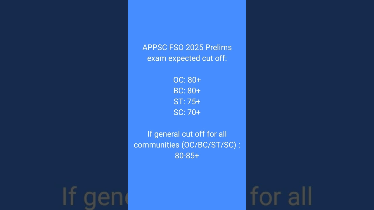 APPSC FSO 2025 Prelims exam expected cut off Mark's
