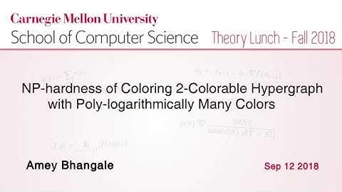 Amey Bhangale on NP-hardness of Coloring 2-Colorable Hypergraph with Polylog Many Colors