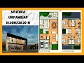 Vivienda de 2 Pisos en terreno de 10x20. Recorrido virtual 3D