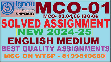 MCO 01 New Solved Assignment 2024-25 | MCO 1 NEW SOLVED ASSIGNMENT 2025 | MCOM ALL ASSIGNMENT