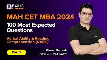 MAHCET 2024 | 100 Most Expected MAHCET Questions | Verbal Ability & Reading Comprehension | Part 2