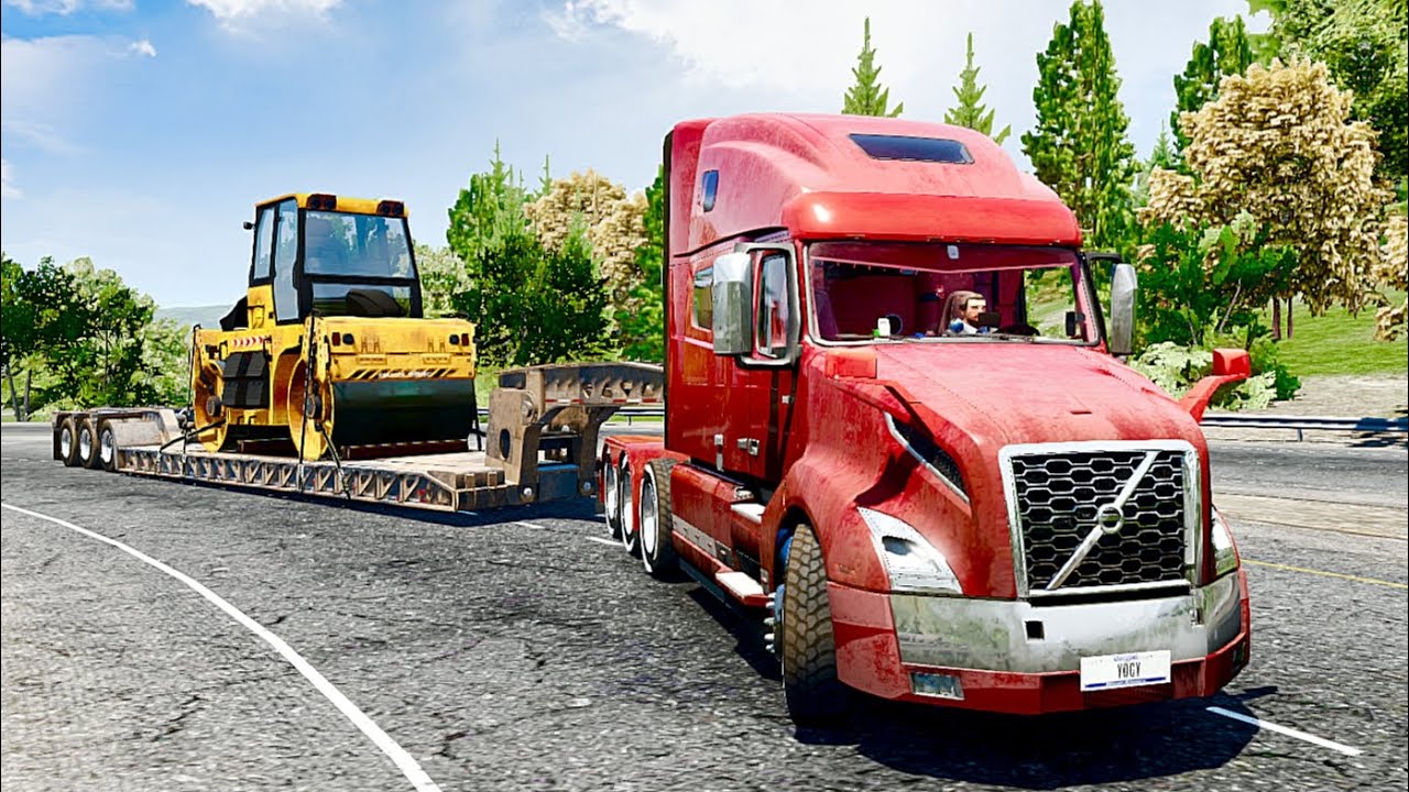 6000 kgs ROAD ROLLER TRANSPORT OTHER'S SIDE | TRUCK SIMULATOR BIG RIGS 