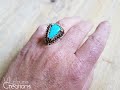 Bague turquoise darizona sertie de perles  laiguille et anneau artisanal en argent