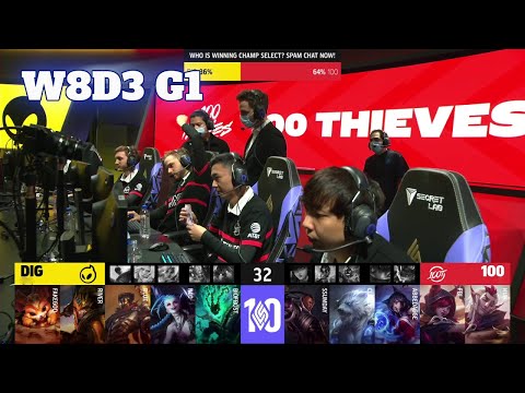 DIG vs 100 | Week 8 Day 3 S12 LCS Spring 2022 | Dignitas vs 100 Thieves W8D3 Full Game