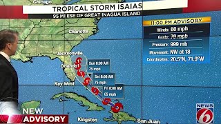 Latest track released of Tropical Storm Isaias