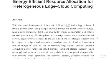 Energy Efficient Resource Allocation for Heterogeneous Edge–Cloud Computing
