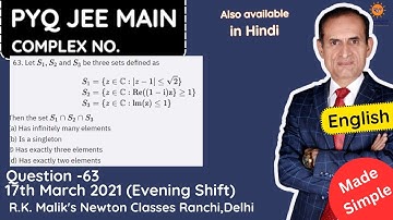 PYQ, JEE MAIN, Complex Numbers, 17th March 2022, Evening shift, Question-63