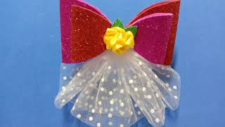 DIY:Bow made of glitter foamiran//Бантик из глиттерного фоамирана