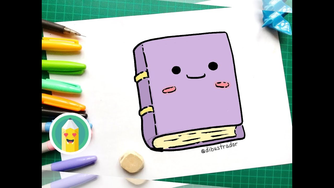 Como dibujar un LIBRO KAWAII SONRIENTE, dibujos para niños 💓⭐ How to draw  a SMILING BOOK