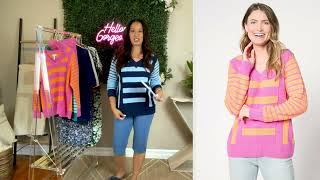 Sport Savvy Mixed Stripe VNeck Cotton Sweater on QVC