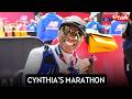 Cynthia Erivo runs the London marathon at an impressive pace