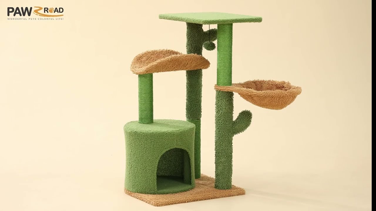 PAWZ Road Oasis Series Cactus Perch Condo Cat Tree（AMT0128SC) Installation Video
