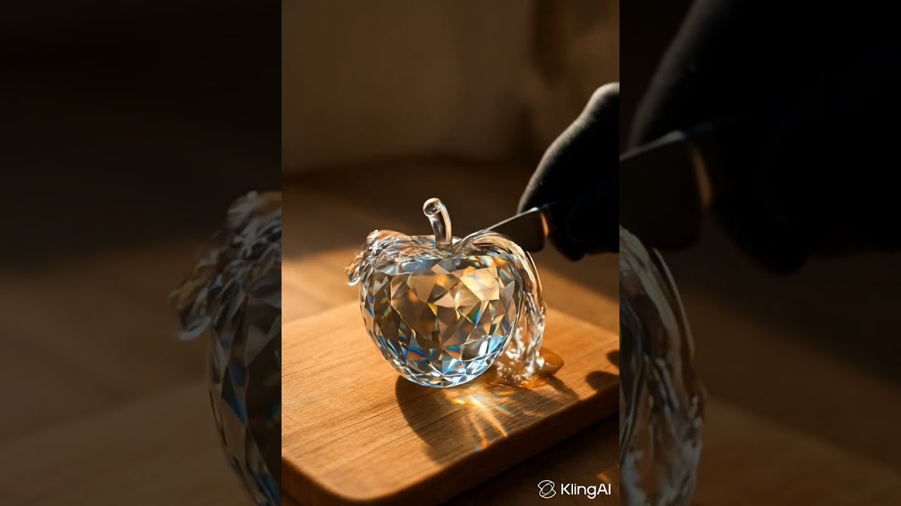 “Cutting a Crystal Apple 🍎✨ | Mesmerizing Macro ASMR”