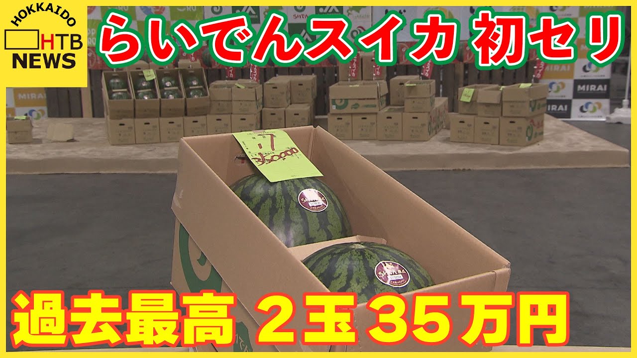 らいでんスイカ」初セリ 2玉35万円 去年と同じ過去最高値 例年より