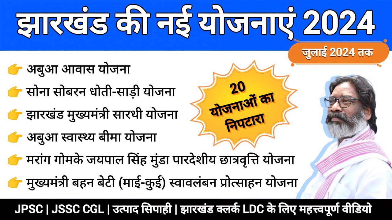 झारखंड की नई योजनाएं 2024 | New Schemes of Jharkhand 2024 | झारखंड करंट अफेयर्स 2024