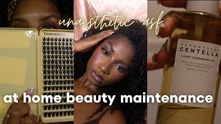 diy beauty maintenance: half wig refresh, lash cluster technique, melanin maxing w/ self tanner ✨💖