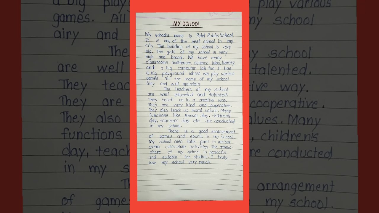 My School Essay In English Paragraph On 