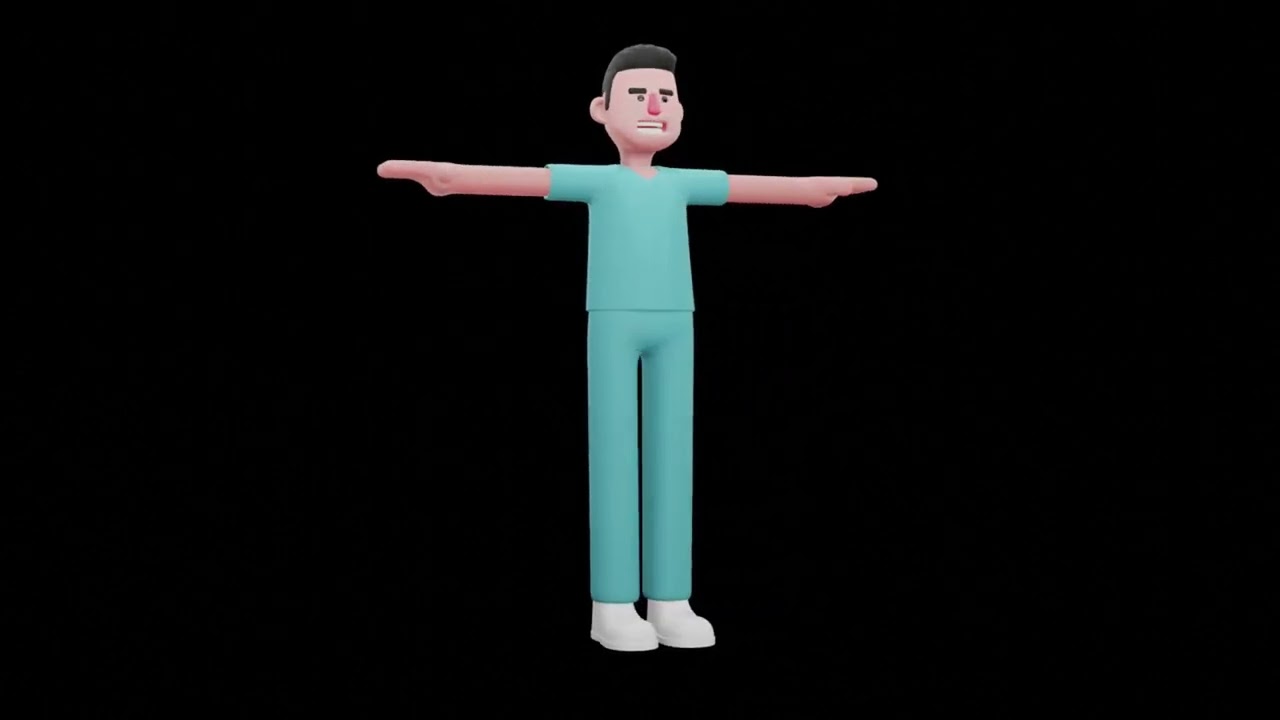 3D Cartoon Male Nurse Character Turntable | Stylized Healthcare Worker Model