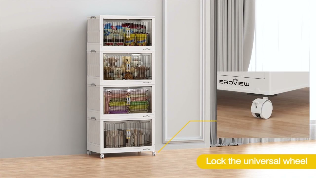 V8 84Qt Stackable Collapsible Plastic Cloth Storage Bins with Lids