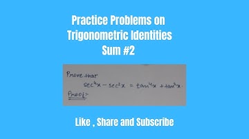Trigonometry | Prove that sec^4x-sec^2x=tan^4x+tan^2x | Maths | Amit Patil | HSC | CBSE | NIOS