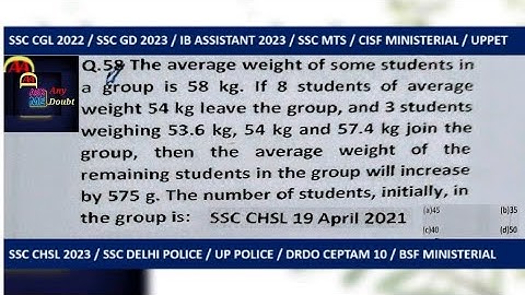 #143 Ques:- The The average weight of some students...See Full Question in description box. ||AMAD||