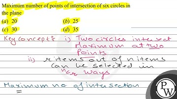 Maximum number of points of intersection of six circles in the plane (a) 20 (b) 25 (c) 30 (d) 35