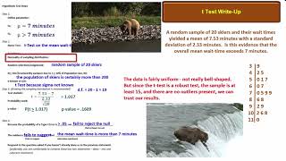 t Test Write Up of a Hypothesis Test of an Unknown Population Mean
