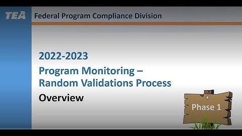 2022-2023 Random Validation Phase 1 Overview