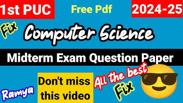 1st PUC Computer Science Midterm Exam 2024 Question Paper