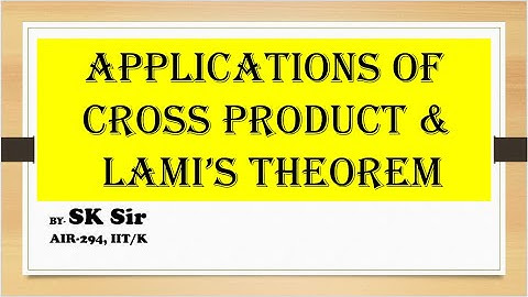 Lecture #8 Applications of Cross Product and Lami