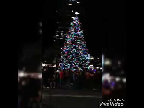 Lighting the huge Christmas tree at downtown Portland Oregon USA - YouTube