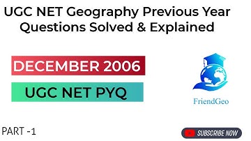 UGC NET Geography DECEMBER 2006 Questions Solved & Explained | UGC NET GEOGRAPHY PYQ