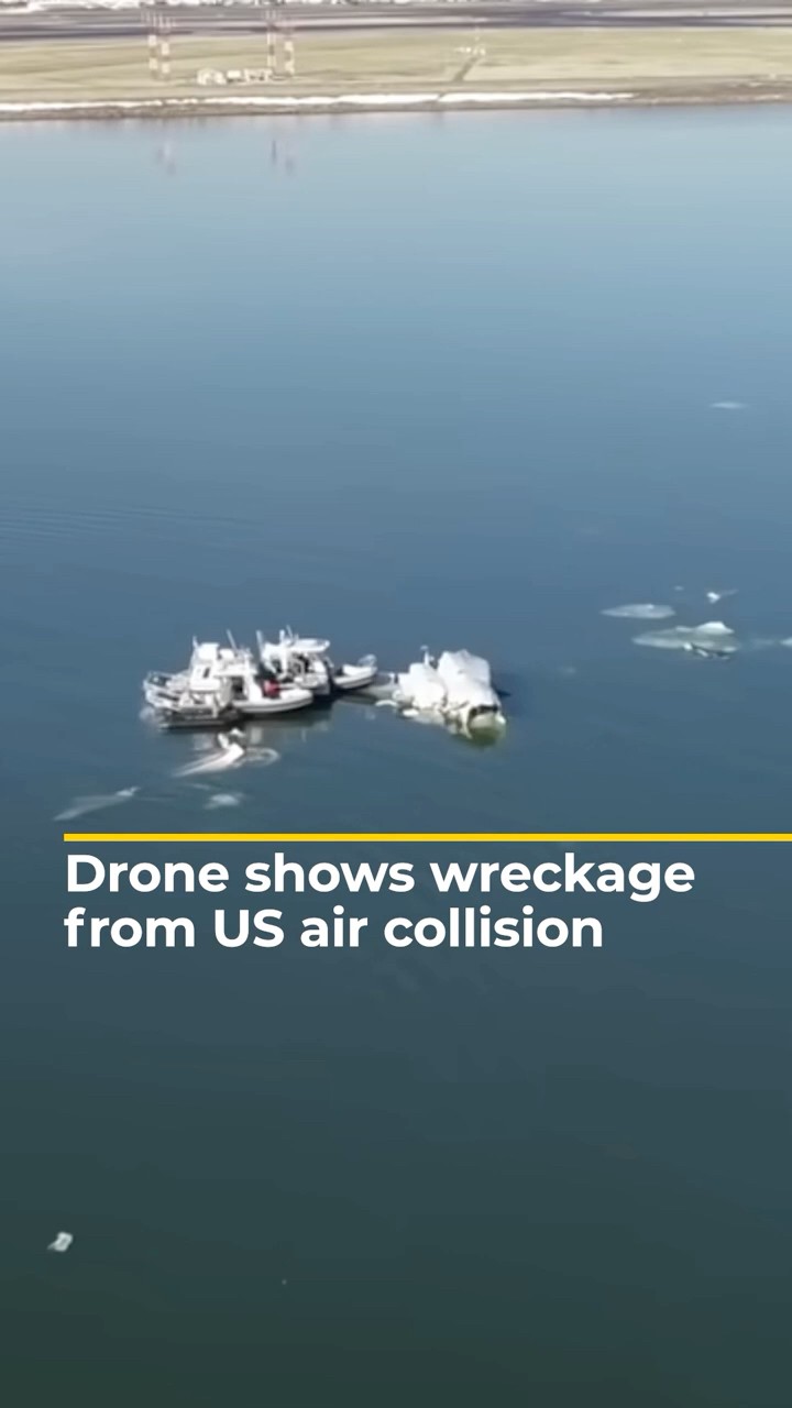 Drone shows wreckage from US air collision | AJ #shorts