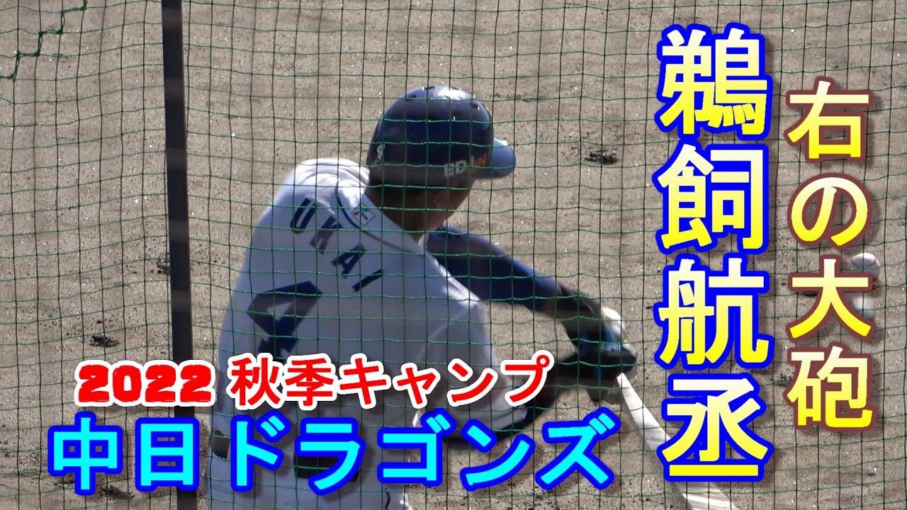 中日ドラゴンズ】右の大砲・鵜飼航丞外野手・・・フリーバッティング
