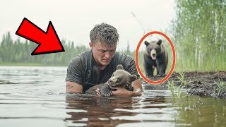 A man rescued a drowning bear cub. What the mama bear did next is unbelievable!