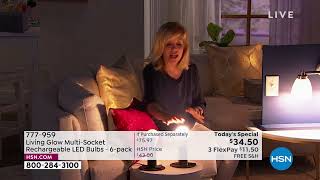 Living Glow MultiSocket Rechargeable LED Bulbs  6pack