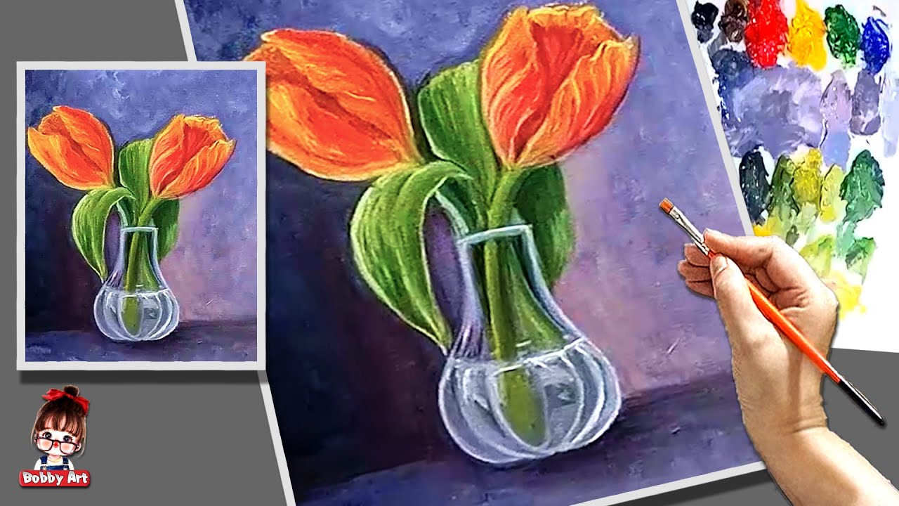 Flowers In A Glass Vase Flower Painting Acrylic Painting For flowers-in-a-glass-vase-flower-painting-acrylic-painting-for