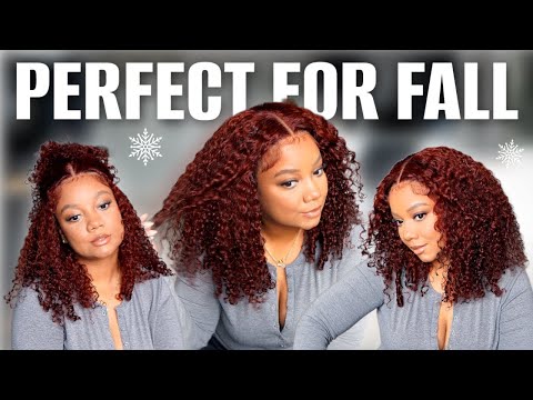 Viral Reddish Brown Curly Wig!Glueless Instant Style with #33 Jerry Curls, Fall Vibes~@NadulaHair