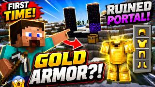 First Time EVER Playing Minecraft… and I Found Ruined Portal + GOLD ARMOR?! 😱
