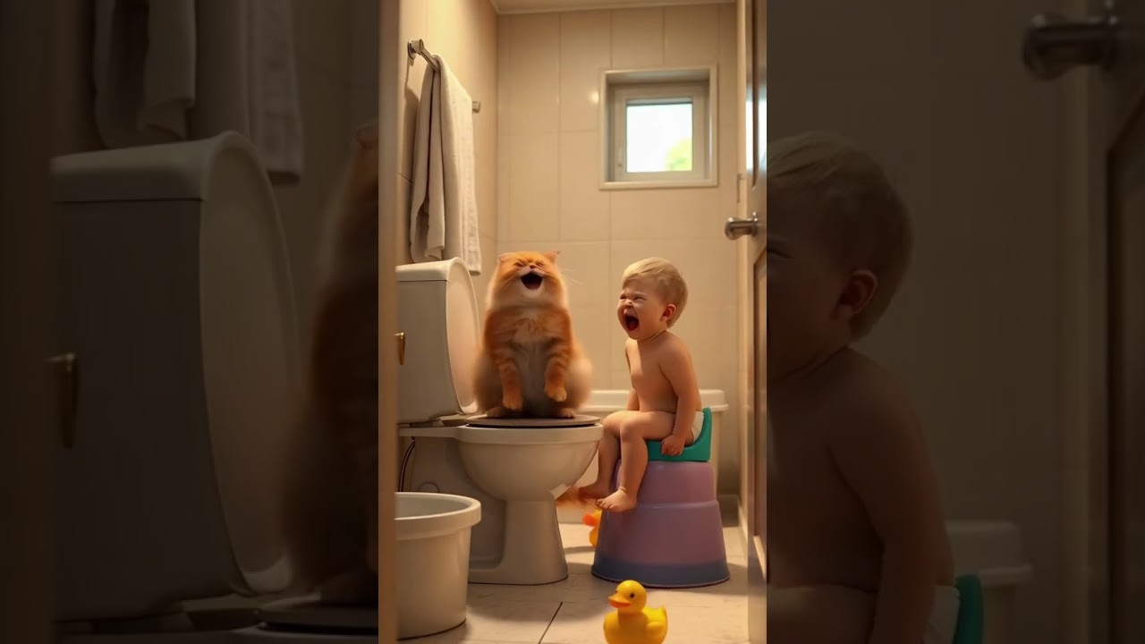 Baby fart and cat laughing🤣 