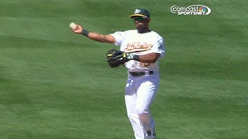 Callaspo makes a tremendous throw for out