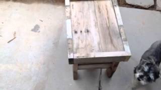 Just made a small end table out of pallets to go outside.