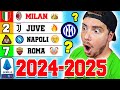 IL MIO PRONOSTICO sulla CLASSIFICA della SERIE A 2024 2025