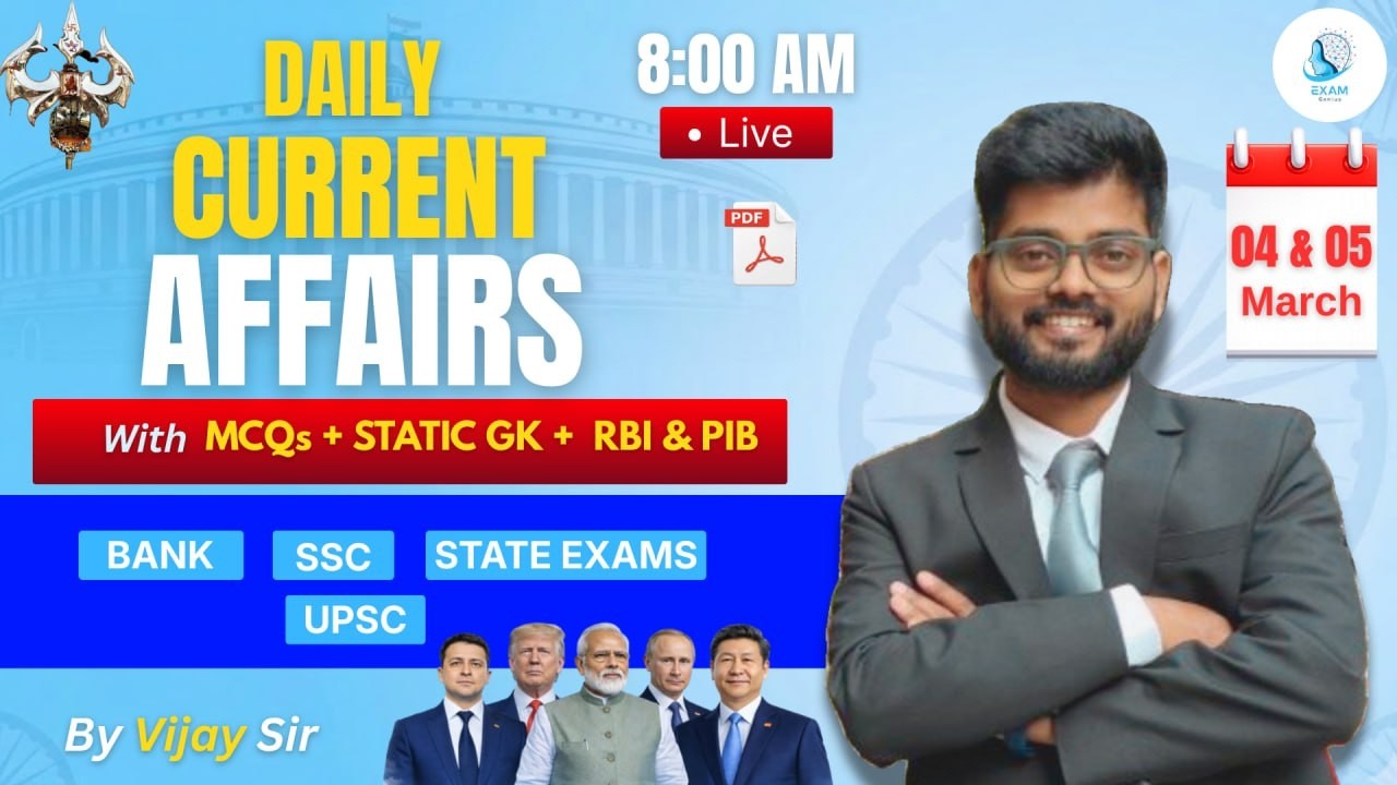 Daily Current Affairs 06 March 2026 | Current Affairs  | RBI ASSISTANT MAINS EXAM | EXAM GENIUS