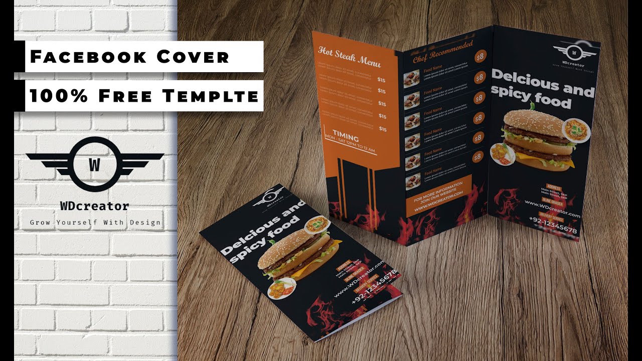 Restaurant Menu Tri Fold Brochure Psd | Café Menu| Psd Free Download |  Template 2 - Youtube