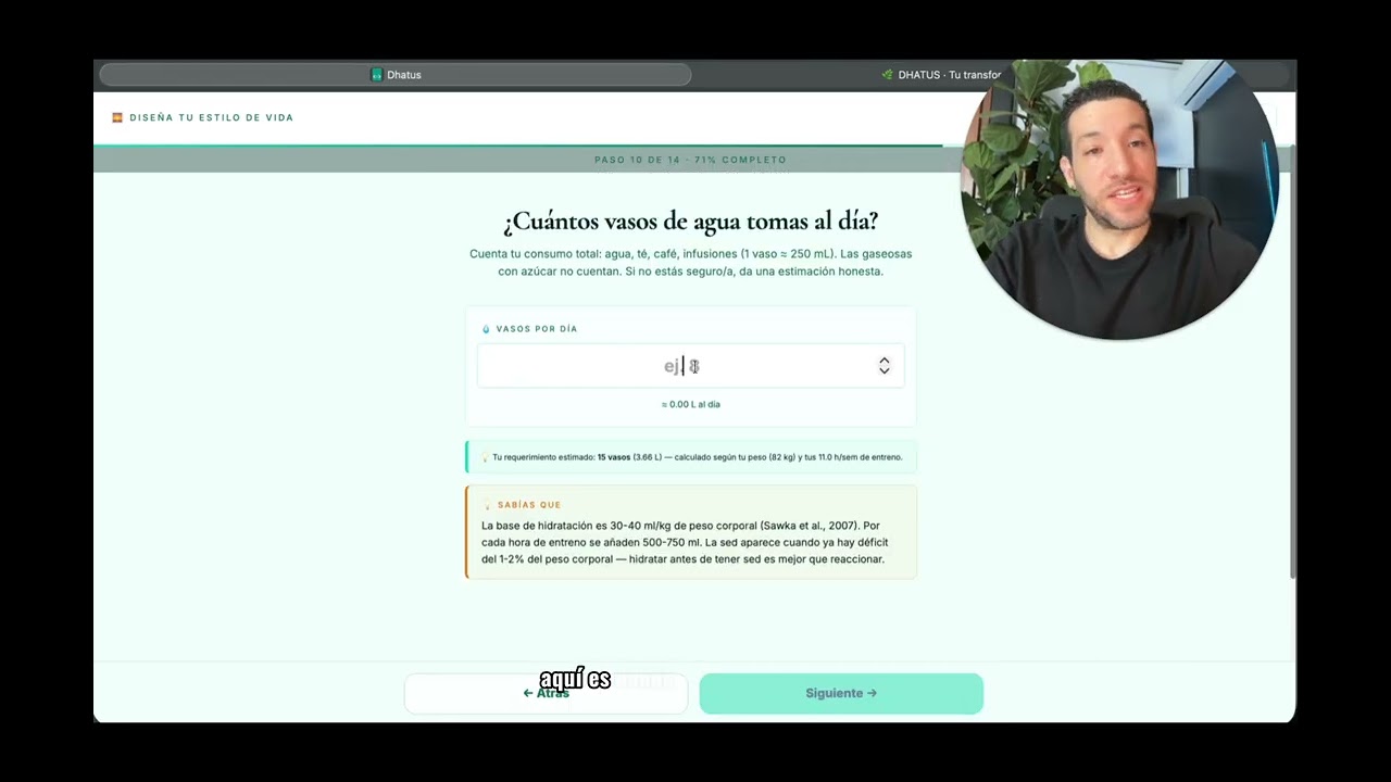 Sueño, hidratación, vitamina D y suplementos — todo personalizado para ti en minutos