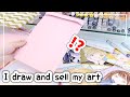 24 hrs drawing challenge!! How much will I make with all my drawings? #small business vlog